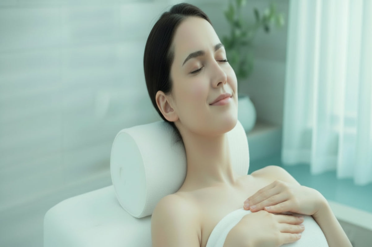 White electronic device with speed control buttons on a light blue background